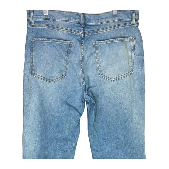 ZARA Distressed High Rise Cropped Straight Leg Jeans Raw Hem 5 pockets 12 #2794 - Picture 9 of 15